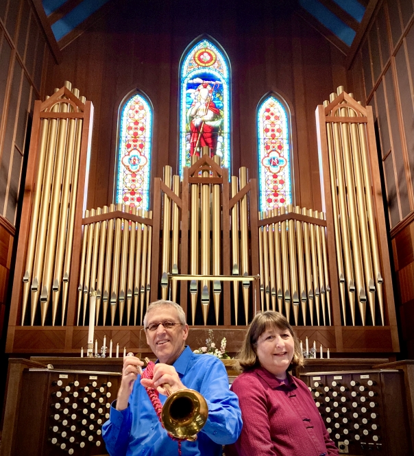 cline and phillips, with organ and pipes